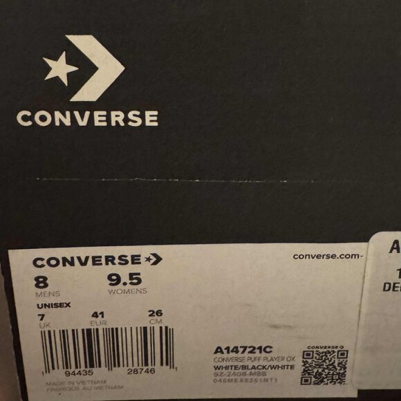 Converse Star Player 76 Puff Casual Shoes Size 8 M/9.5 W (white/black) A14721C - Picture 7 of 7